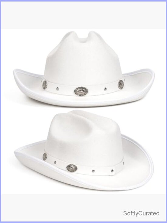 Felt Cowgirl Cowboy Hat with Removable Belt Buckle Wide Brim Western Unisex main image 6